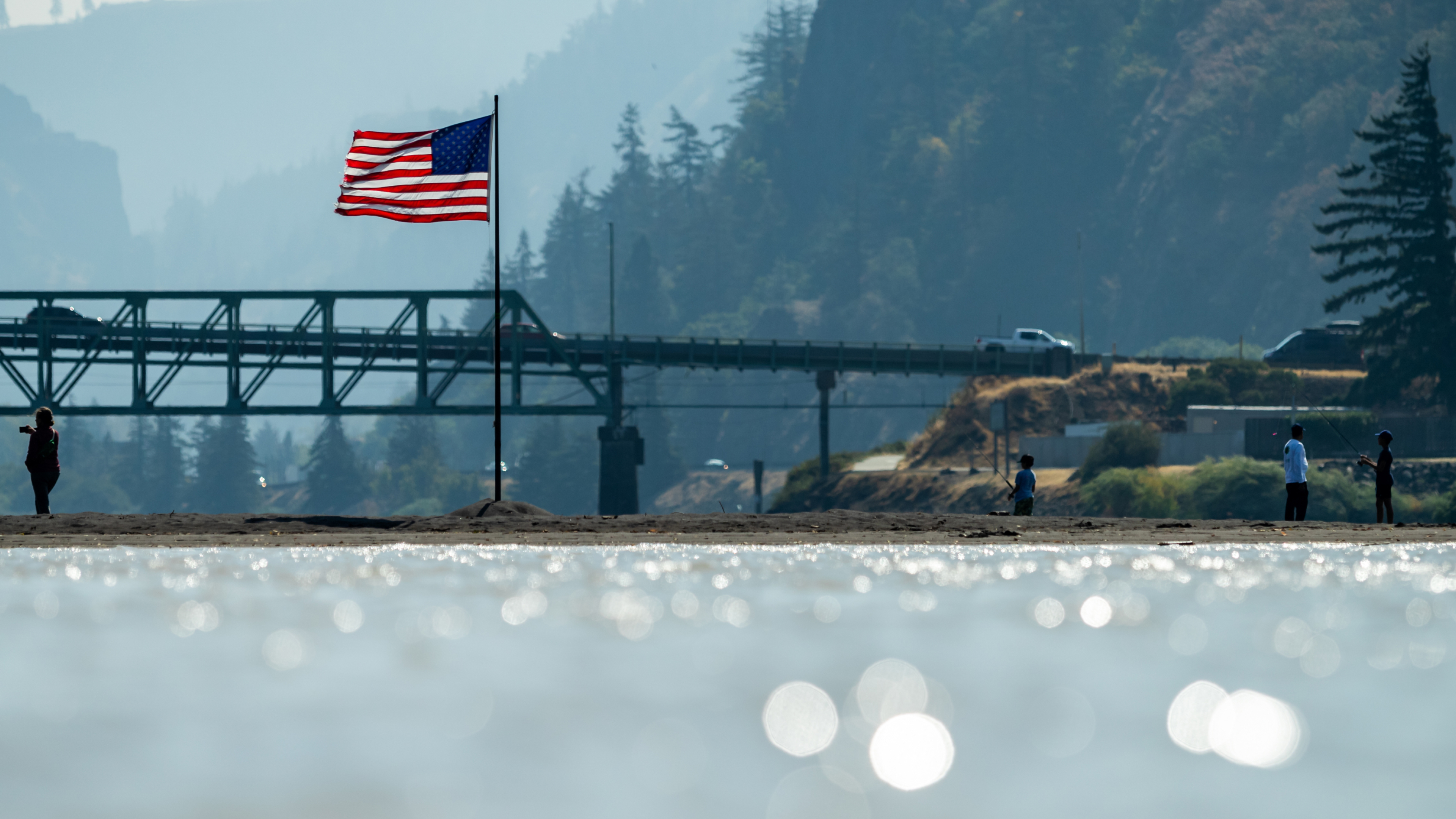 An American flag flying at the Marina. Home of the park.